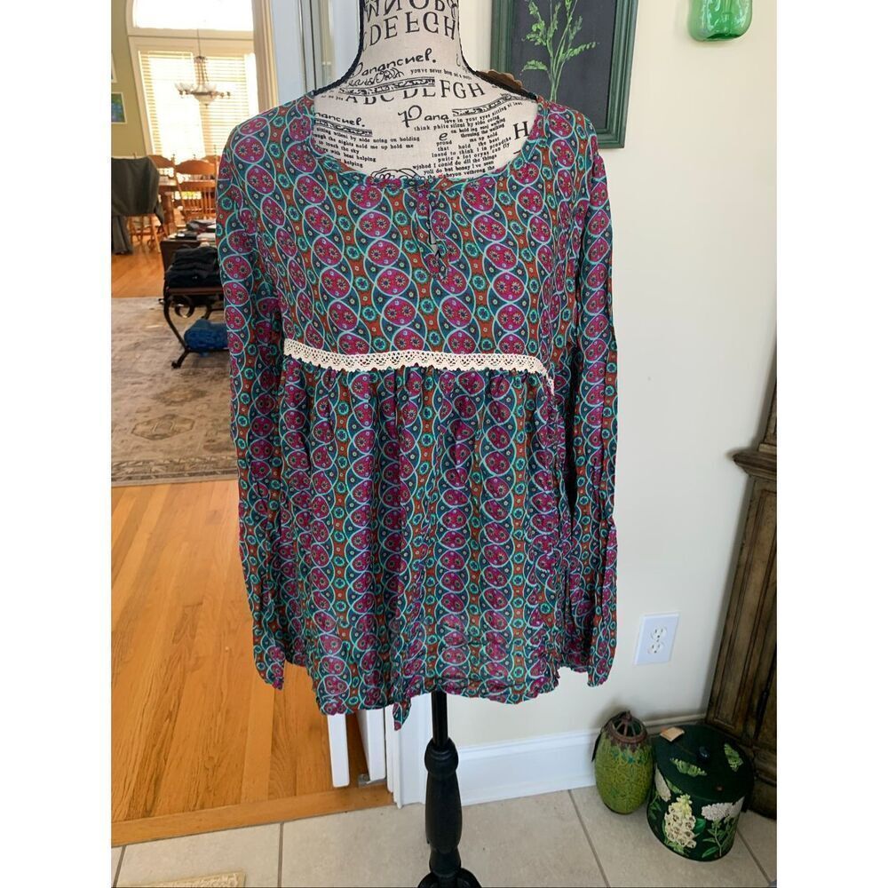 NWT Natural Life Bohemian Style Peasant Blouse - Picture 8 of 11